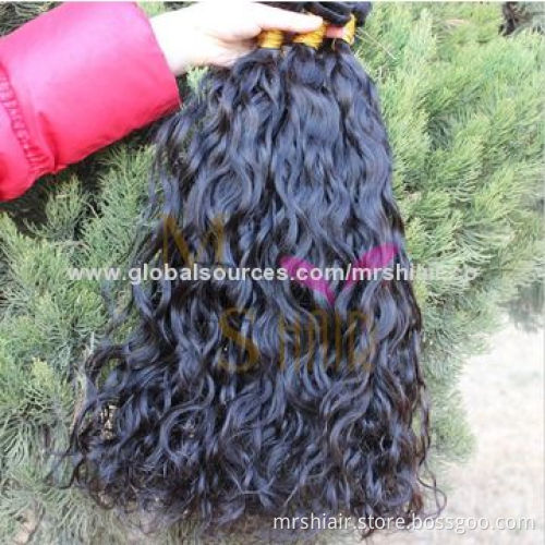 Human Virgin Hair Weaves, Water Wave Style, Natural Black